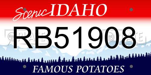 RB51908 Idaho License Plate