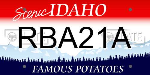 RBA21A Idaho License Plate