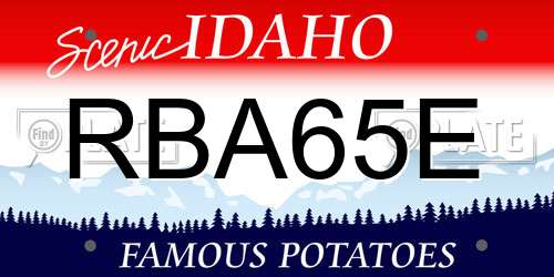 RBA65E Idaho License Plate