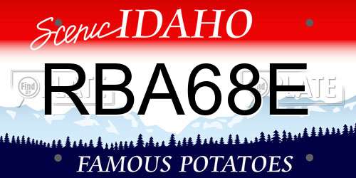 RBA68E Idaho License Plate