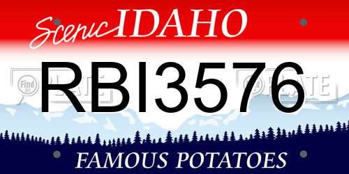 RBI3576 Idaho License Plate