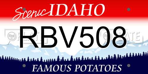 RBV508 Idaho License Plate