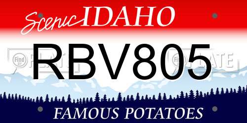 RBV805 Idaho License Plate