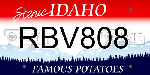 RBV808 Idaho License Plate