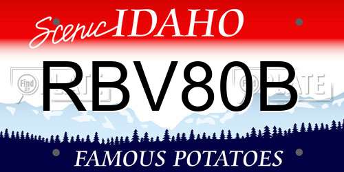 RBV80B Idaho License Plate