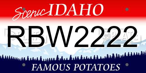 RBW2222 Idaho License Plate