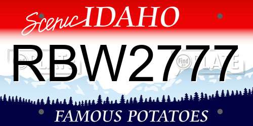 RBW2777 Idaho License Plate