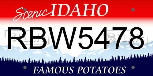 RBW5478 Idaho License Plate