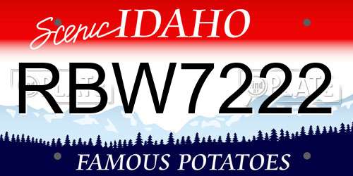 RBW7222 Idaho License Plate