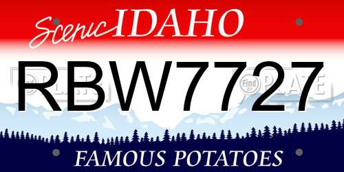 RBW7727 Idaho License Plate