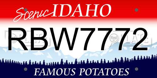 RBW7772 Idaho License Plate