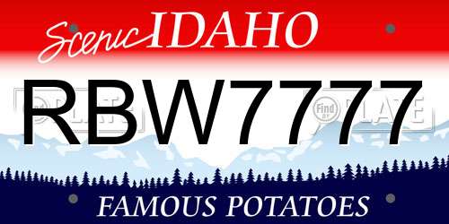 RBW7777 Idaho License Plate