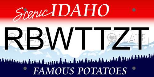 RBWTTZT Idaho License Plate