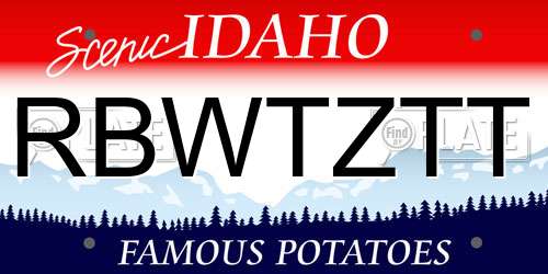 RBWTZTT Idaho License Plate