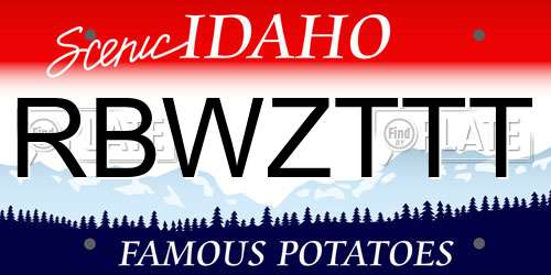 RBWZTTT Idaho License Plate