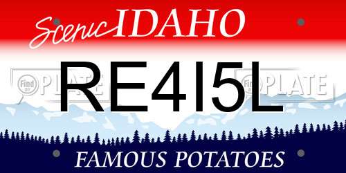 RE4I5L Idaho License Plate