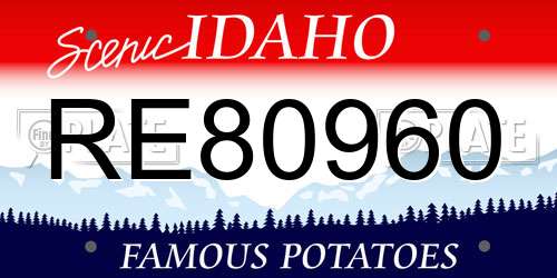 RE80960 Idaho License Plate