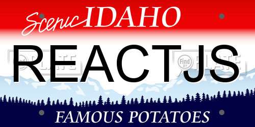 REACTJS Idaho License Plate