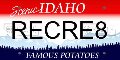 RECRE8 Idaho License Plate