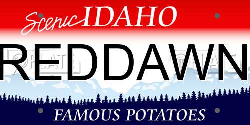 REDDAWN Idaho License Plate