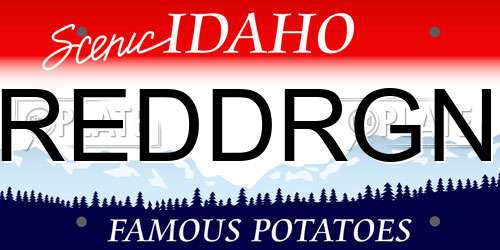 REDDRGN Idaho License Plate