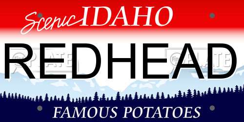REDHEAD Idaho License Plate
