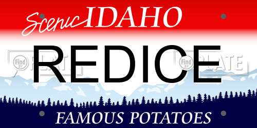 REDICE Idaho License Plate