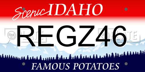 REGZ46 Idaho License Plate