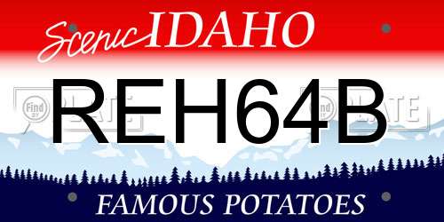 REH64B Idaho License Plate