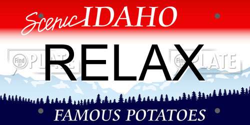 RELAX Idaho License Plate