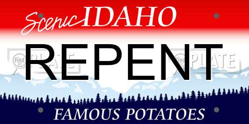 REPENT Idaho License Plate