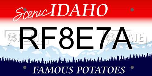 RF8E7A Idaho License Plate