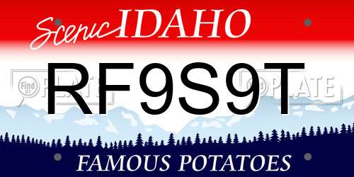 RF9S9T Idaho License Plate