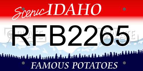 RFB2265 Idaho License Plate