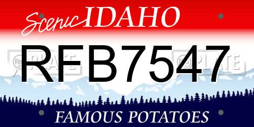RFB7547 Idaho License Plate