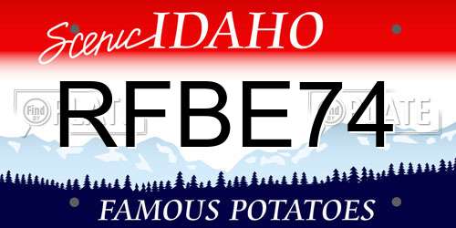 RFBE74 Idaho License Plate