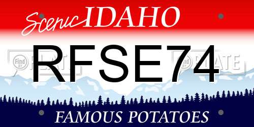 RFSE74 Idaho License Plate