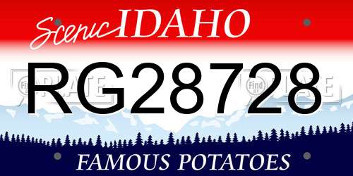 RG28728 Idaho License Plate
