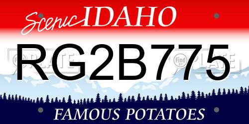 RG2B775 Idaho License Plate