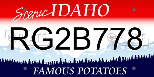RG2B778 Idaho License Plate