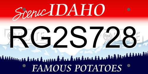 RG2S728 Idaho License Plate