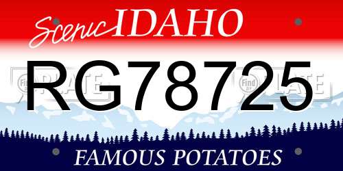 RG78725 Idaho License Plate