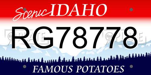 RG78778 Idaho License Plate