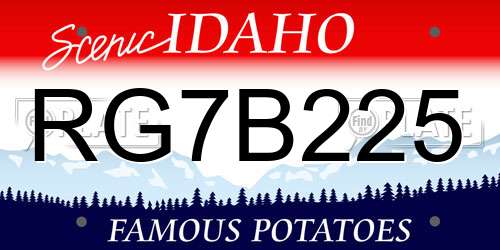 RG7B225 Idaho License Plate