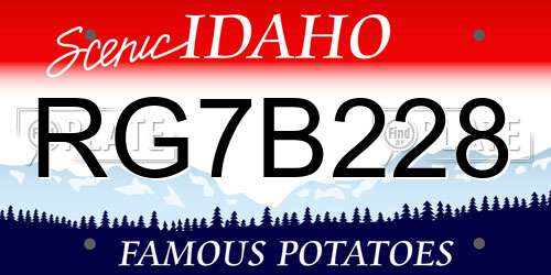 RG7B228 Idaho License Plate