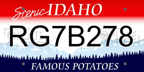 RG7B278 Idaho License Plate