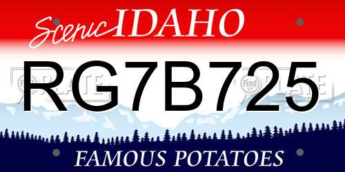 RG7B725 Idaho License Plate