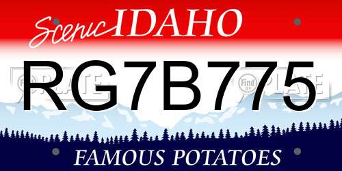 RG7B775 Idaho License Plate