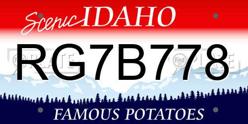 RG7B778 Idaho License Plate