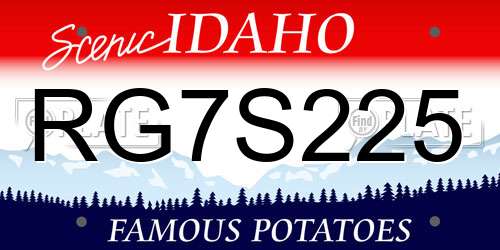 RG7S225 Idaho License Plate